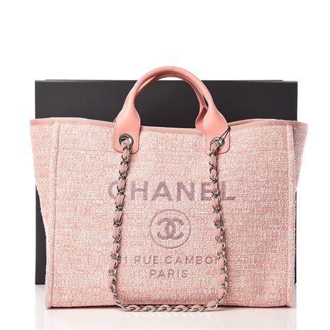 chanel canvas large deauville tote pink|chanel deauville tote large size.